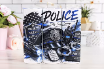 Police PNG Duty Honor Courage Tumbler Design Law Enforcement Sublimation Wrap