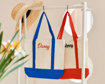 Personalized Canvas Tote Bag – Custom Initials, Bridesmaid Wedding Gift, Beach Bag
