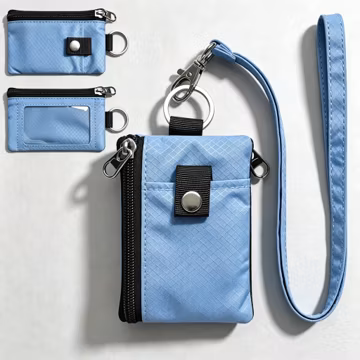 RFID Blocking Slim Mini Card Holder, Zipper Coin Purse with Key Ring & Lanyard, Portable Wallet, Back to School Gift