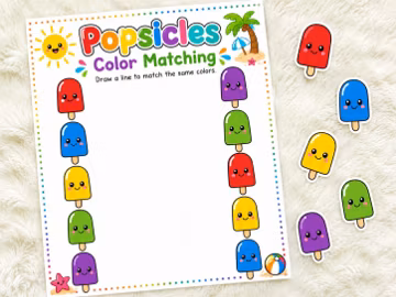 Summer Preschool Activity Pack | Printable Learning Worksheets for Ages 3–5 | Matching, Counting, Shapes & Patterns