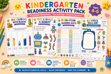 Kindergarten Readiness Activity Pack | Hands-On Learning, Preschool Prep (Digital Download)