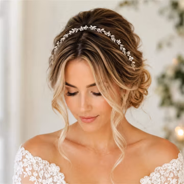 Crystal Leaf Bridal Hair Vine, Gold Silver Wedding Headband, Pearl Flower Hair Accessory, Boho Bride Headpiece