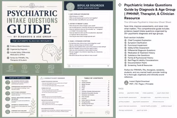 Psychiatric Intake Questions Guide | PMHNP & Therapist Assessment Resource | Mental Health Interview Cheat Sheet | Psychiatric Evaluation