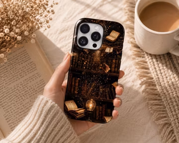 Bookshelf Phone Case Gothic Literary TOUGH Cover for iPhone 17 Pro Max, 16e, 15, 14, 13 & Samsung S26 Ultra, S25 FE, A57, A56, Pixel 10, 9A