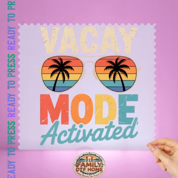 Vacay Mode Activated DTF Transfer, Vintage Palm Tree Vacation Ready to Press, Retro Sunglasses Heat Transfer, Summer Beach Trip Design DTF