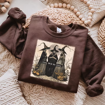 Girls Will Be Girls Witch T-Shirt, Vintage Halloween Tee – Spooky Graphic Shirt for Women
