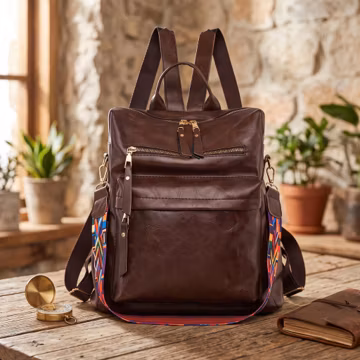 Women's Oil Wax Leather Daypack, Vintage Travel Purse, School Shoulder Satchel