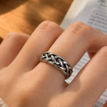 Adjustable Celtic Knot Ring, Sterling Silver Braided Ring, Viking Knot Band, Minimalist Adjustable Ring, Unisex Celtic Jewelry Gift