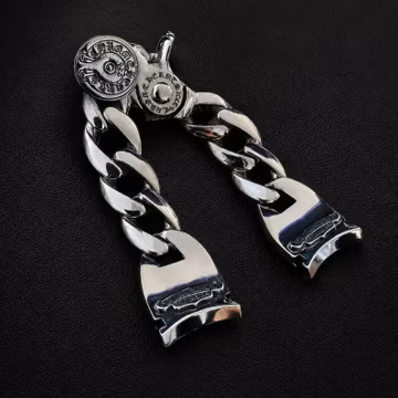Gothic Cross Chain Strap | Heavy Silver Punk Keychain Strap | Christmas Gift