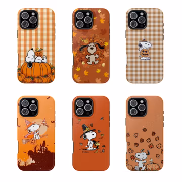 Snoopy Halloween Phone Case, Cute Dog Trick or Treat Shockproof Cover For iPhone 17 16 15 Pro Max Case, Samsung, Pixel, Protective Cover