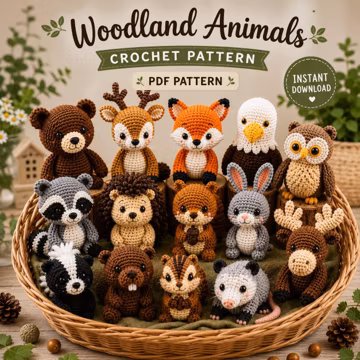 Woodland Forest Animals Crochet Pattern Bundle PDF || Forest Friends Instant Download