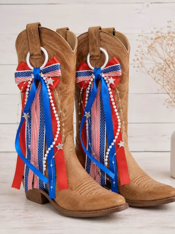Western Boot Accessories Patriotic Bow Charms Red White Blue Cowboy Boot Decorations Shoe Bows Festival Gift For Her Country Style Boot