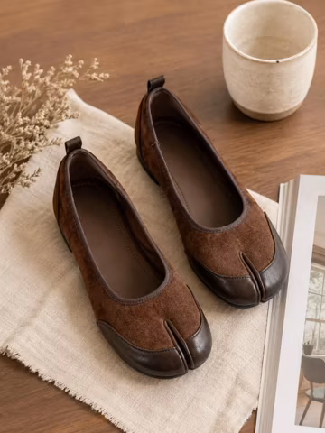French Ballet Flats Women Mary Jane Shoes Split Toe Tabi Flats Vintage Style Low Heel Comfortable Flat Shoes Soft Sole Large Size