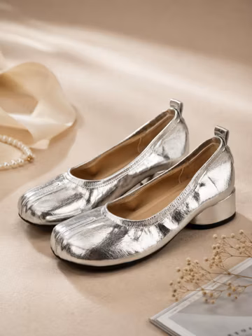 Women Split Toe Ballet Flats Genuine Sheepskin Leather Tabi Shoes Soft Sole Low Block Heel Slip On Grandma Shoes Comfortable Wide Size Flats