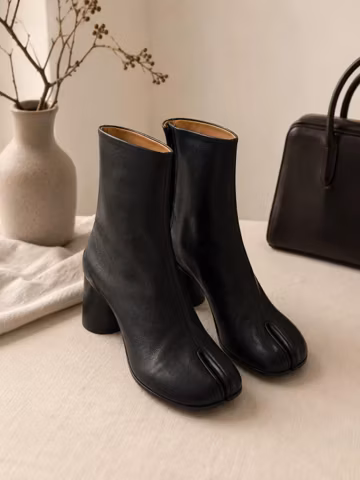 Women Split Toe Boots Tabi Ankle Boots Leather Martin Boots Mary Jane Shoes Ballet Flats Style Wide Size Handmade Cow Leather Boots