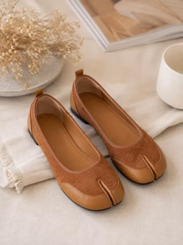 French Ballet Flats Women Mary Jane Shoes Split Toe Tabi Flats Vintage Style Low Heel Comfortable Flat Shoes Soft Sole Large Size