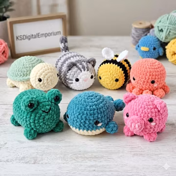 No Sew Crochet Pattern Bundle, 7 Mini Amigurumi Plushies, Beginner Easy Crochet, Market Prep PDF, Instant Download
