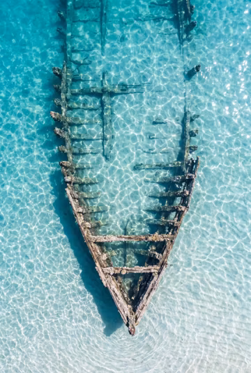 Shipwreck Below | Ocean Aerial Wall Art | Coastal Living Room Decor | Printable Beach Download