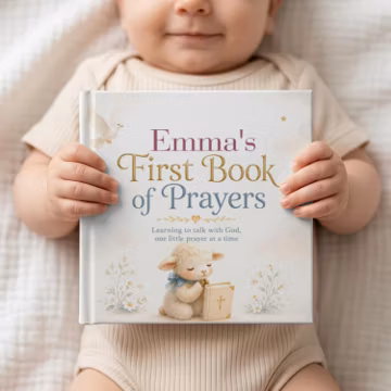 Personalized First Prayer Book for Kids with Name, Christian Bedtime Prayers Keepsake, Baptism Christening Gift Boy Girl, Baby Dedication