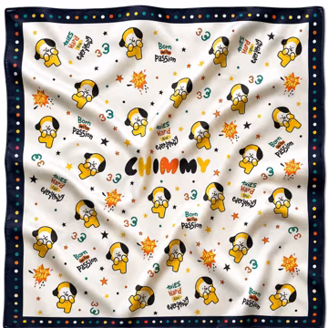 BTS Chimmy Bandana Scarf, Kpop Idol Double-Sided Silk Headband Accessory