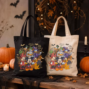 Disney Halloween Tote Bag, Spooky Season Canvas Bag, Mickey Pumpkin Trick or Treat Tote, Retro Spooky Friends Bag, Cute Halloween Purse