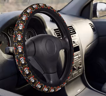 Pirate Skull Car Steering Wheel Cover | Straw Hat Anime Auto Decor