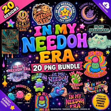 In My Needoh Era PNG Bundle, Stress Ball Aesthetic Graphic, Funny Anxiety Tee, Colorful Retro Outfit, Trendy Mental Health Design
