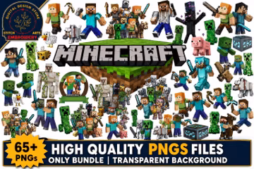 Block Building Game Characters Pixel Art Clipart Bundle 65 PNGs Digital Download