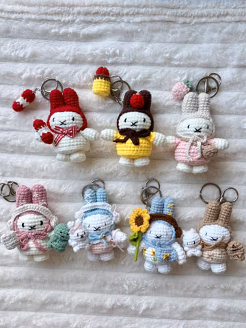 Crochet Keychain, Kawaii Rabbit Bag Charm, Handmade Plush Bunny Accessory, Gift for Her, Gift for Him
