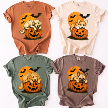 Comfort Color Halloween Custom Dog Pumpkin Shirt, 50+ Dog Breeds, Halloween Dog Mom Shirt, Spooky Season Dog Lover Gift, Fall Sweatshirt