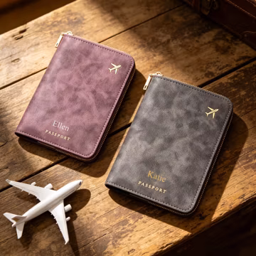 Anti-Theft RFID Passport Wallet, Personalized Name, Zipper Travel Organizer for International Trips