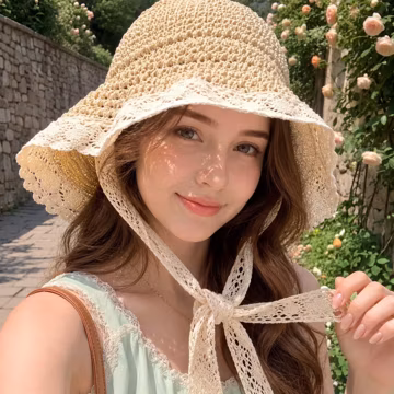 Tie Strap Summer Hat for Women, Down Brim Woven Beach Hat, Crochet Vacation Hat, A Cottagecore Resort Accessory, Summer Travel Gift for Her