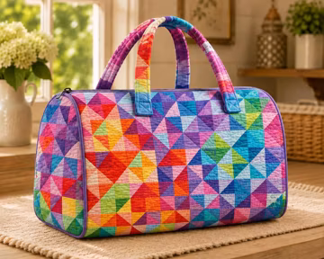 Quilted Travel Bag, Colorful Patchwork Duffle Bag, Quilted Weekender Bag, Overnight Bag, Carry On Bag, Handmade Gift For Her