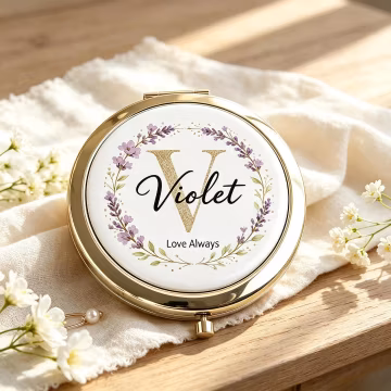 Personalized Compact Mirror, Custom Name Mirror, Bridesmaid Proposal Gift, Custom Initial Travel Makeup Mirror, Wedding Favor Gift For Her