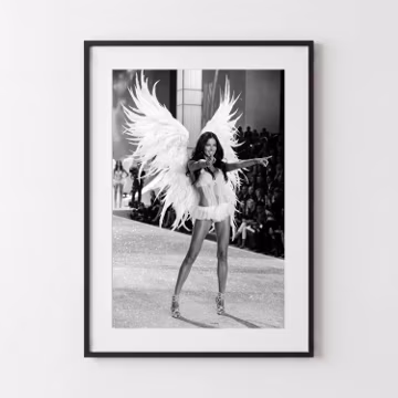 Adriana Lima Angel Print, Black and White Fashion Wall Art, Iconic Runway Photography Print, Editorial Fashion Chic Decor, Supermodel Photo