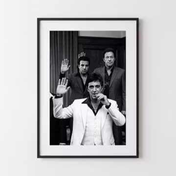 Scarface Poster, Tony Montana & The Sopranos Black and White Wall Art, Mafia Movie Print, Al Pacino Film Decor, Gangster Photography Poster