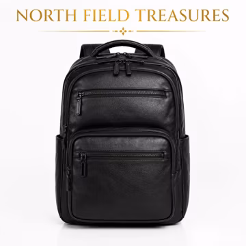 Black Genuine Leather Backpack | Handmade Laptop Bag (15.6") | Business Travel Bag