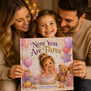 Personalized 3rd Birthday Book | Now You Are Three Storybook, Custom Name Birthday Gift for Kids, Personalized Keepsake with Dedication Page
