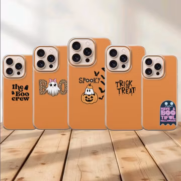 Boo Phone Case Halloween Cover for iPhone 17 Pro Max, 16e, 15, 14, 13 Samsung S26 Ultra, S25 FE, A57, A56, Pixel 10, 9
