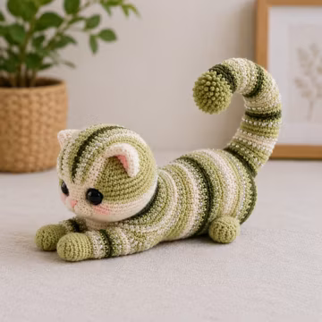 Crochet Cat Amigurumi Pattern | Striped Kitten Plush Tutorial (PDF Download)