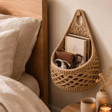 Boho Wall Storage Basket PDF, Hanging Organizer Pattern, Farmhouse Decor