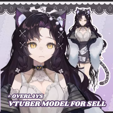 Demon Cat Girl | Premade Live2D VTuber Model FULLY RIGGED | For VTube Studio Streaming YouTube Twitch | Ready to use