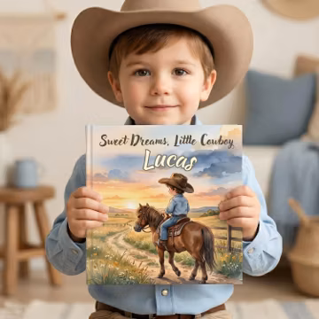 Custom Cowboy Baby Book, Personalized Western Bedtime Story With Name for Boys