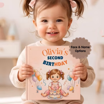 Personalized 2nd Birthday Book, Custom Name Book for Girl, 2 Year Old Gift, Second Birthday Gift, Baby Memory Book, Toddler Keepsake