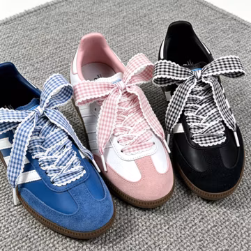 Scalloped Gingham Ribbon Shoelaces, Lace Trim Checkered Shoe Laces, Preppy Bow Shoelaces for Sneakers, Cute Aesthetic Shoe Accessories