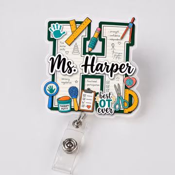 Personalized Occupational Therapy Badge Reel: Custom Initial Acrylic OT ID Holder