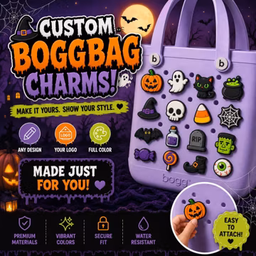 Custom Bogg Bag Charms, Personalized Rubber Tote Bag Accessories, Full Color Logo Insert