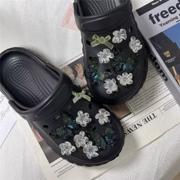 Butterfly Shoe Charms for Crocs, Glitter Butterfly Jibbitz Set, Flower Croc Charms, Fairycore Crocs Accessories, Handmade Gift for Girls