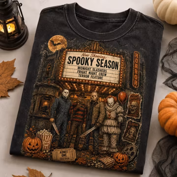 Spooky Season PNG, Retro Horror Movie Shirt Design