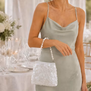 Sequin Shell Beaded Strap Shoulder Bag Bridal Evening Purse Sparkly Party Clutch Wedding Guest Handbag Bridesmaid Birthday Gift For Her